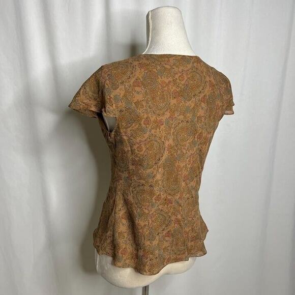 Charter Club Paisley Silk Blouse Pleated Multicolor Women's 8P Bohemian Retro - Picture 7 of 10